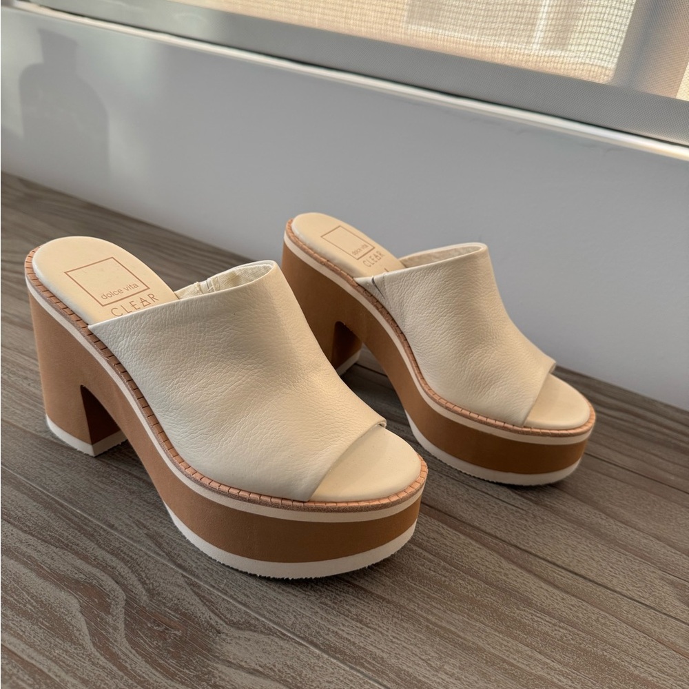 Dolce Vita Emery Womens Leather Slide Platform Sandals. Size 7.